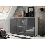 Kommode Grau mit 4 Schubladen Sideboard