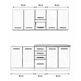 Küchenzeile 200 cm Weiss Matt plus glänzend Küche Küchenblock Einbauküche