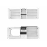 Küchenzeile 200 cm Weiss Matt plus glänzend Küche Küchenblock Einbauküche