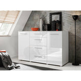 Kommode Weiß Hochglanz mit 4 Schubladen Sideboard