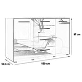 Kommode Grau mit 4 Schubladen Sideboard