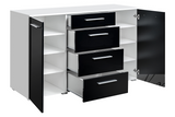Kommode Weiß Hochglanz mit 4 Schubladen Sideboard