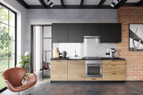 Küchenzeile 260 cm Schwarz Kraft Eiche Einbauküche Küchenblock Modern mit Griffen⁠